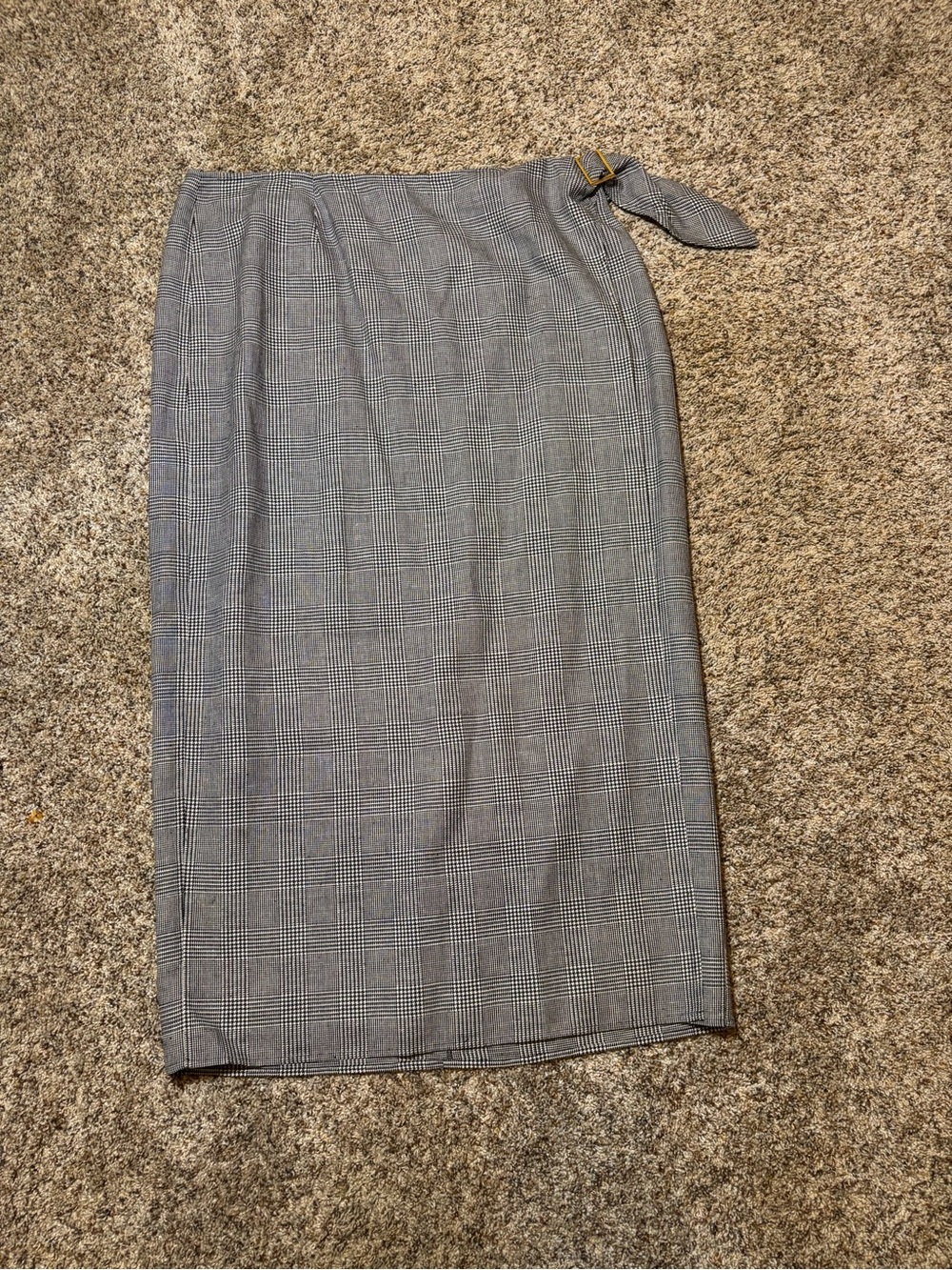 324. Lauren Ralph Lauren Silk/Linen Houndstooth Skirt, Size 16